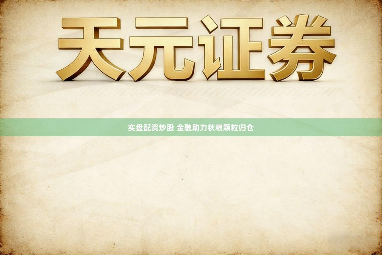 实盘配资炒股 金融助力秋粮颗粒归仓